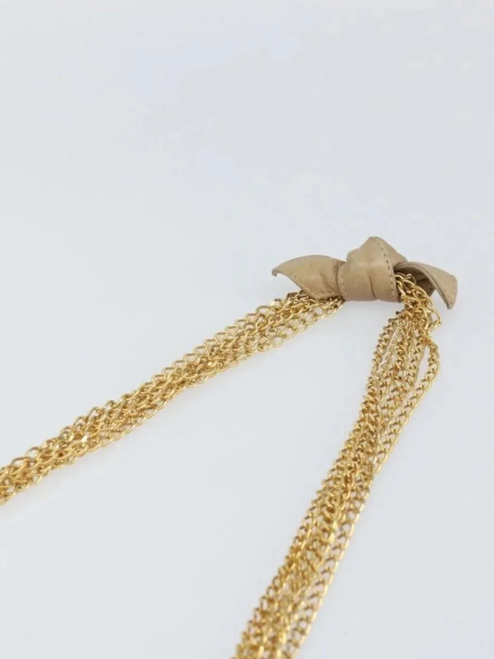 CHANEL Matelasse Chain Shoulder Bag Lamb Skin Beige Gold CC Auth bs32367